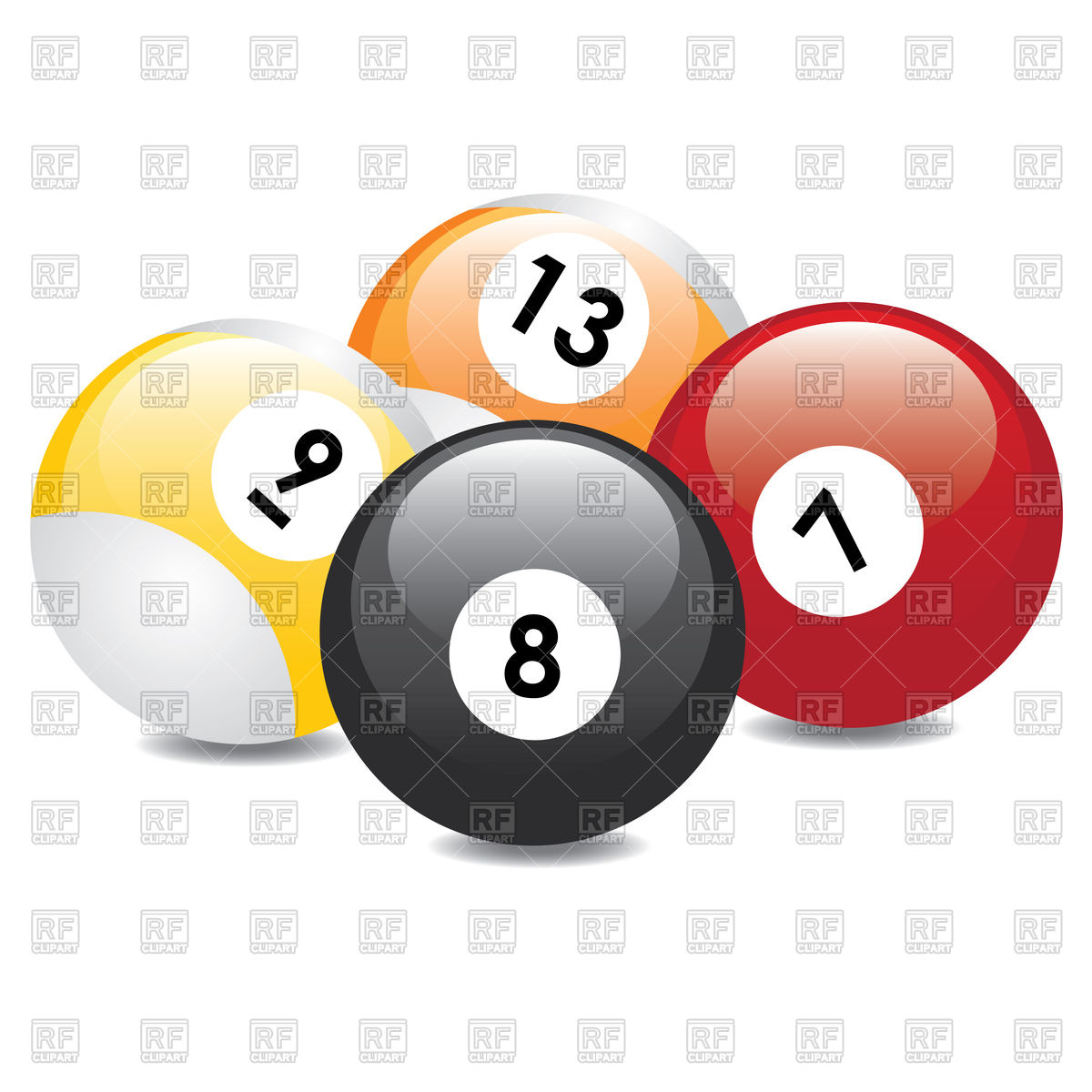 1200x1200 Four Billiard Balls Royalty Free Vector Clip Art Image