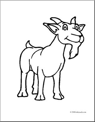 304x392 Clip Art Cartoon Goat Billy Goat (Coloring Page) I