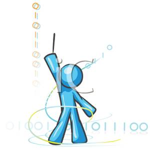 300x300 Blue Man With Binary Coding Clip Art Image