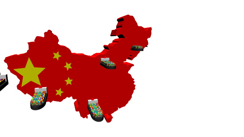 852x480 China Map Flag With Green Binary Code Animation Stock Footage