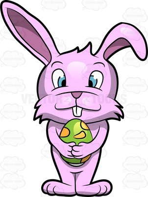 302x400 A Cute Bunny Hugging An Easter Egg At A Bingo Hall Cartoon Clipart