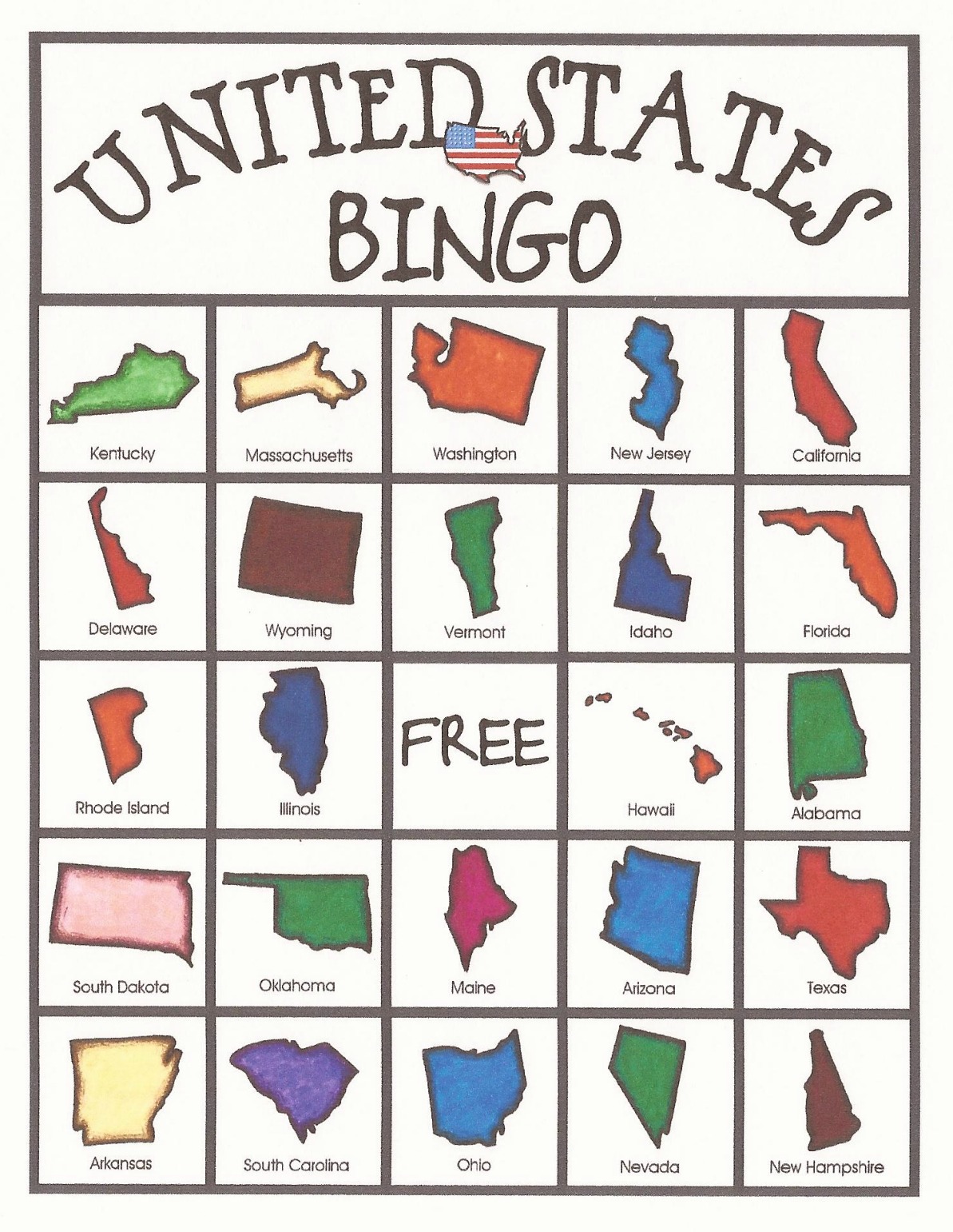1193x1541 Relentlessly Fun, Deceptively Educational United States Bingo Game