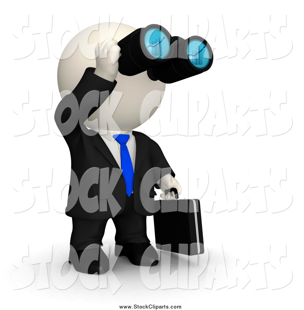 1024x1044 Clip Art Of A 3d White Business Man Viewing Through Binoculars By