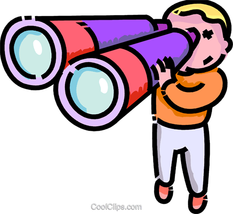 480x442 Boy Looking Through Binoculars Royalty Free Vector Clip Art