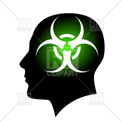 400x400 Man's Head Profile With Biohazard Sign Inside Royalty Free Vector