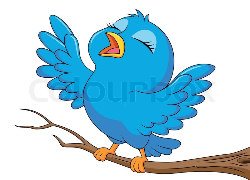 800x577 Blue Bird Cartoon Singing Stock Vector Colourbox