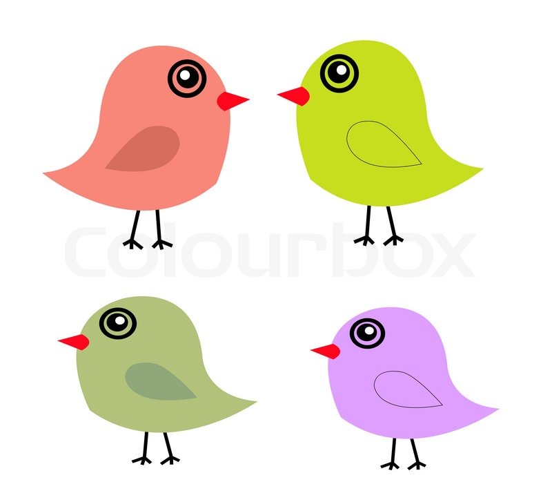 800x727 Cute Birds In Vector. Cartoon Stock Vector Colourbox
