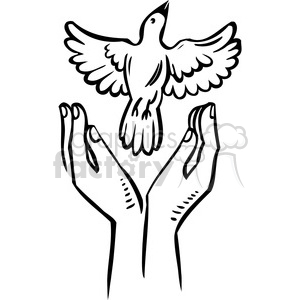 300x300 Royalty Free Eco Bird Flying Hands 018 386170 Vector Clip Art
