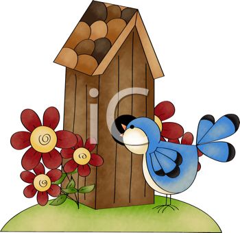 350x340 Bird House Clipart Cartoon