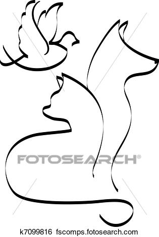 315x470 Clip Art Of Cat, Dog And Bird K7099816