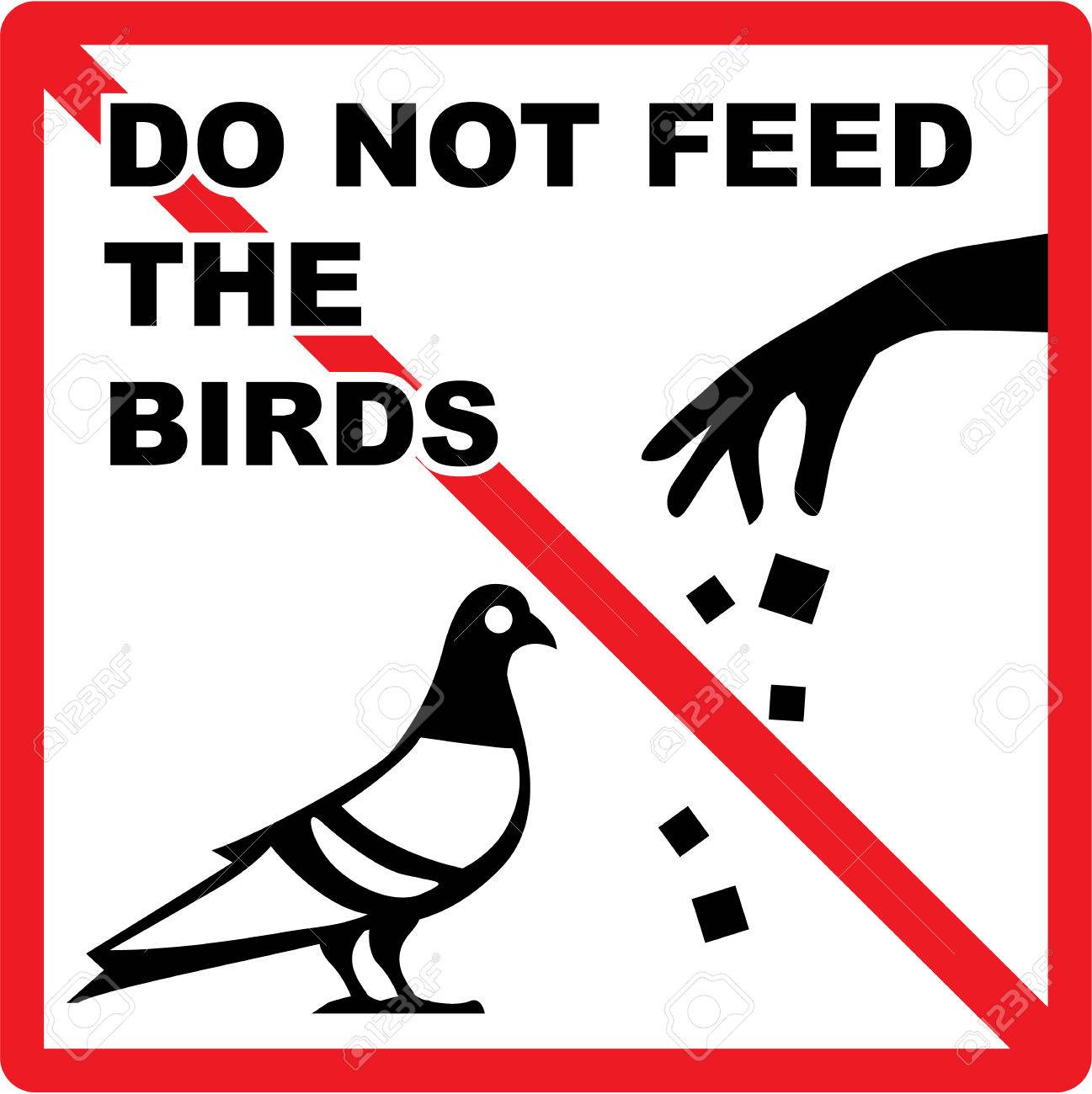 1297x1300 Do Not Feed The Birds Sign Vector Illustration Clip Art Royalty