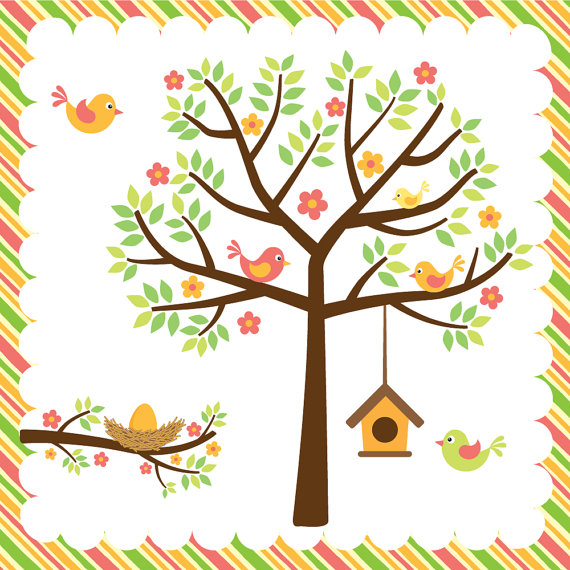 570x570 Birds Trees Birdhouse And Nest It's A Warm Spring By Viveradesign