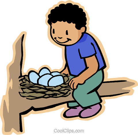 480x468 Boy With Bird Nest, Bird Eggs Royalty Free Vector Clip Art