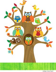236x300 Owl Cartoon Colorful Owls In Pretty Tree Clip Art