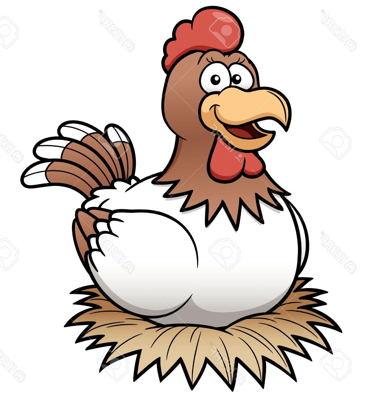 1218x1300 Vector Illustration Of Hen On Nest Stock Cartoon Chicken