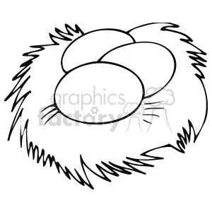 300x300 Royalty Free Black And White Eggs In Nest 144353 Vector Clip Art