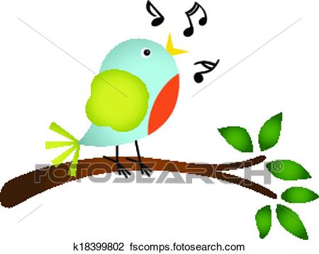 450x358 Clipart Of Little Bird Singing On A Tree K18399802