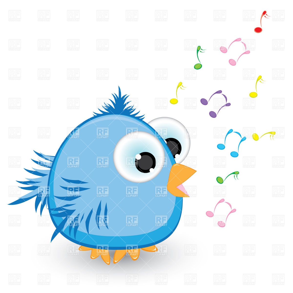 1200x1200 Cartoon Blue Singing Bird Royalty Free Vector Clip Art Image