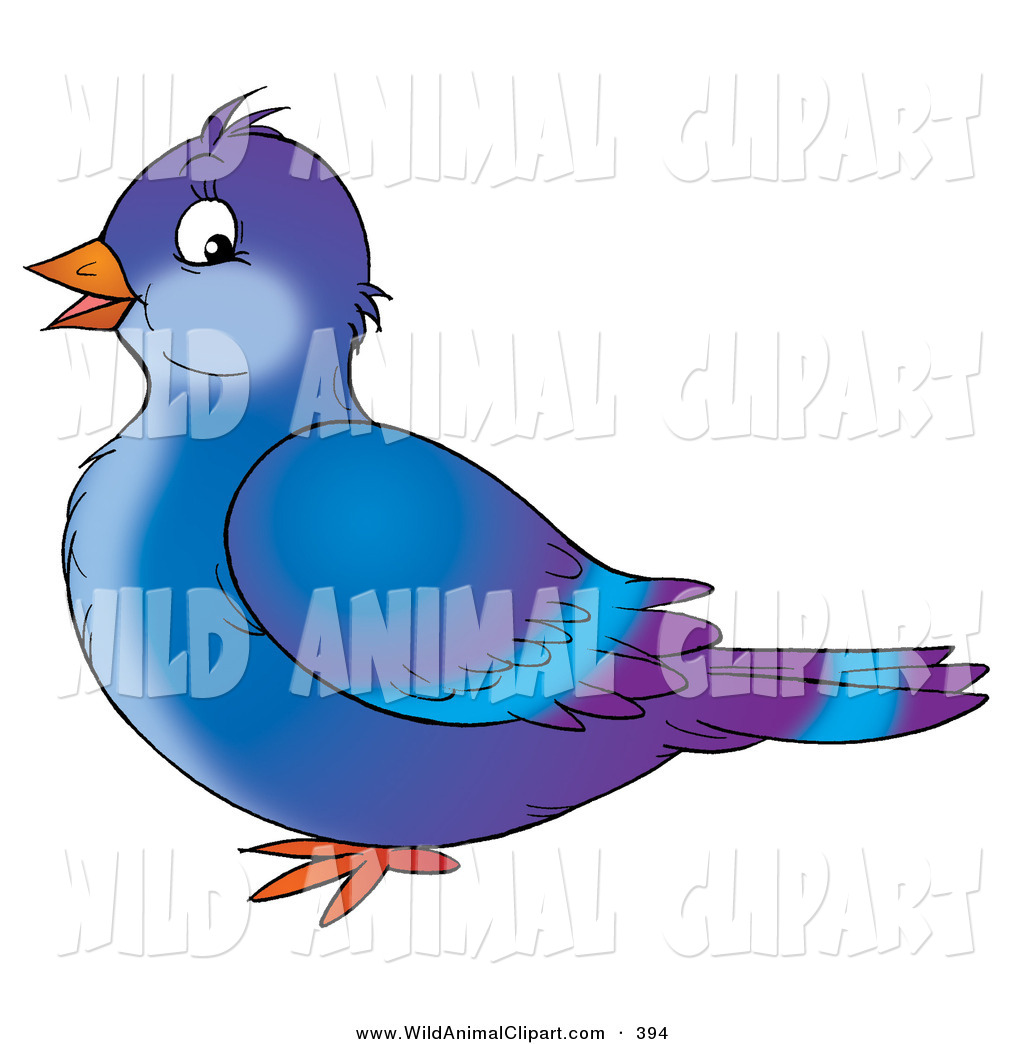 1024x1044 Clip Art Of A Cute Blue And Purple Singing Pigeon Bird In Profile