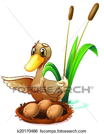 365x470 Clip Art Of A Duck Watching The Eggs