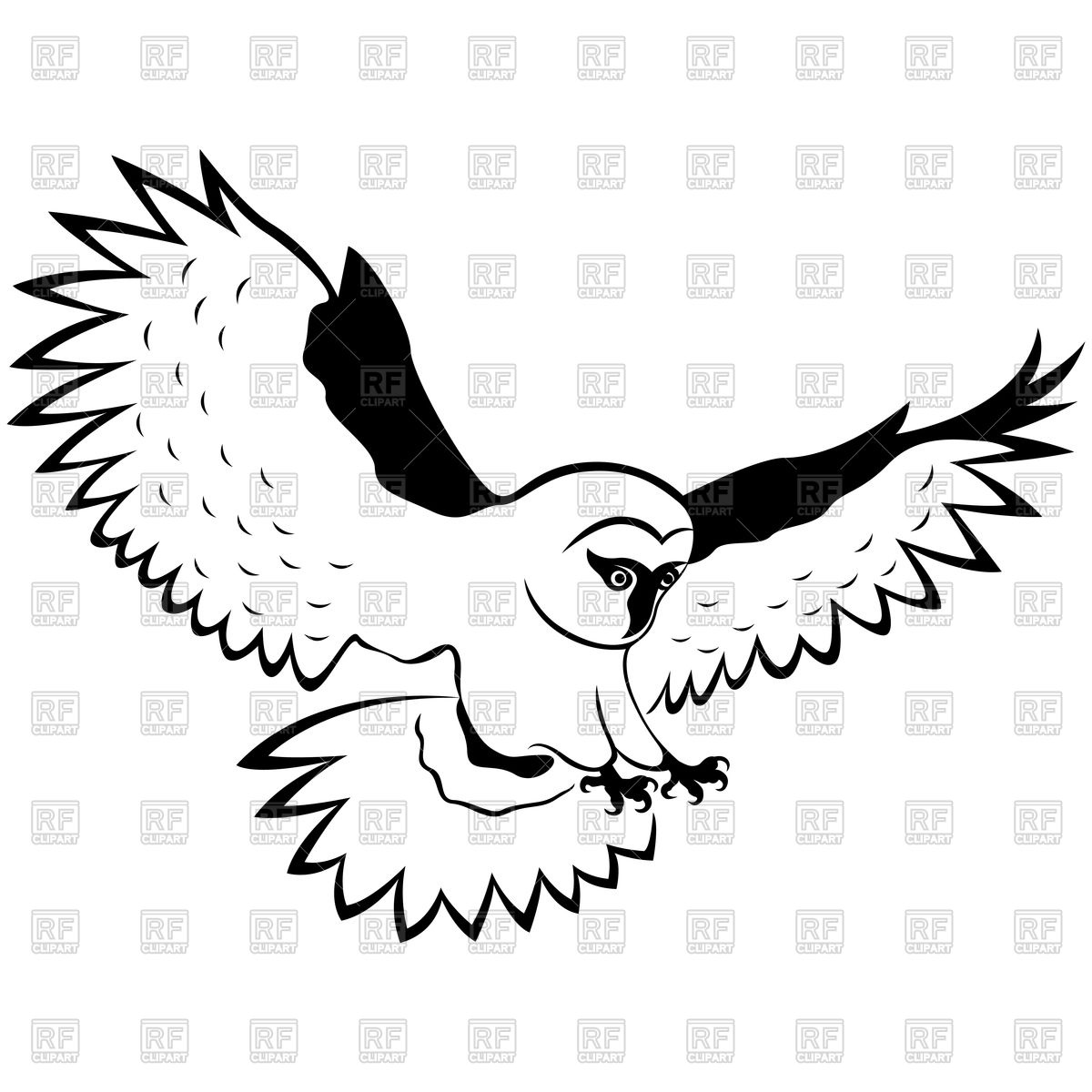1200x1200 Owl In Flight With Outstretched Wings Royalty Free Vector Clip Art