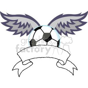 300x300 Royalty Free Soccer Ball With Wings Banner 379802 Vector Clip Art