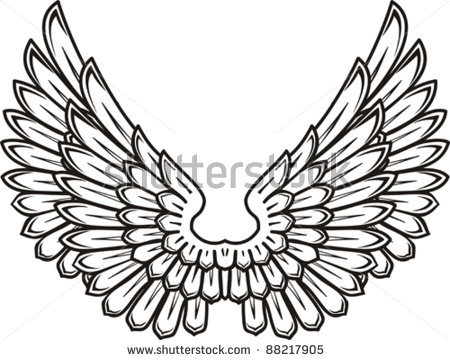 450x360 Eagle Wings Spread Clipart Black And White Stock Vector Detailed
