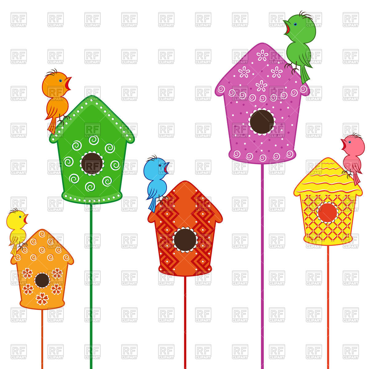 1200x1200 Birdhouse With Bird Silhouette Hole Royalty Free Vector Clip Art