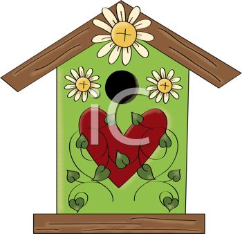 350x338 Royalty Free Clipart Image Cute Birdhouse Decorated With Flowers