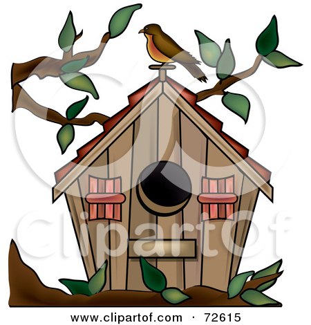 450x470 Tree Branch With Birdhouse Clipart