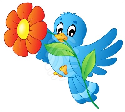 400x357 Bird And Flower Clip Art