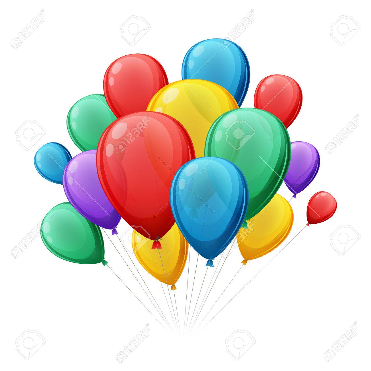 1300x1300 Bunch Of Colorful Balloons Vector Illustation. Good For Birthday