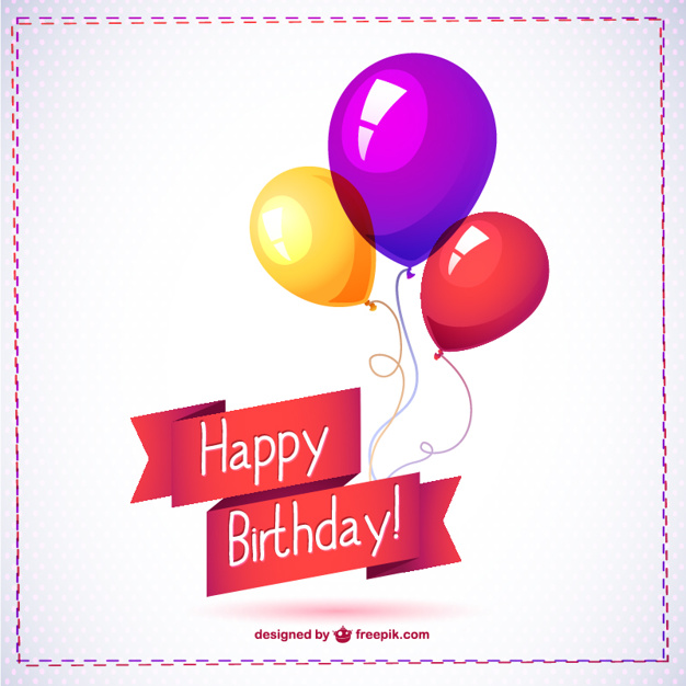 626x626 Happy Birthday Card With Balloons Vector Free Download