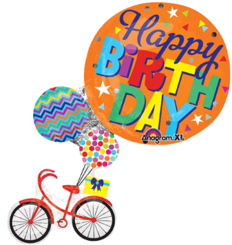 337x356 Anagram Happy Birthday Bike Supershape Foil Balloon