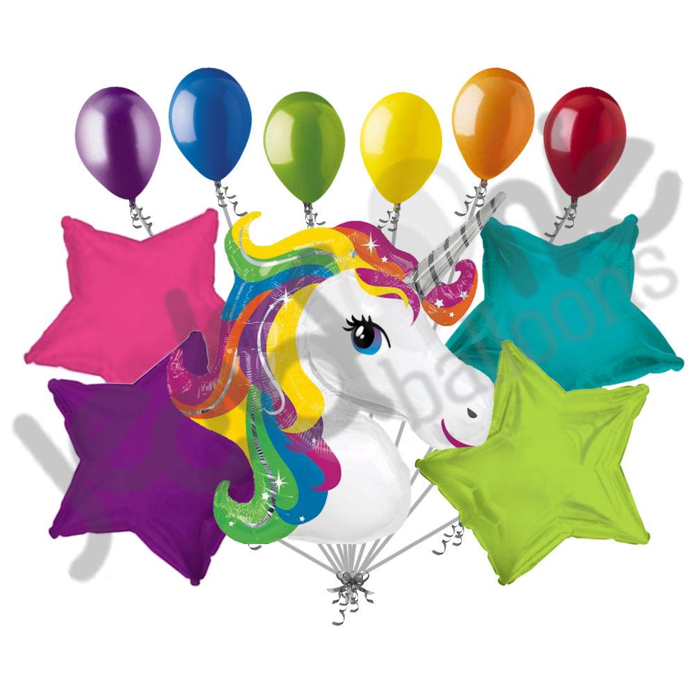 1000x1000 Bright Rainbow Unicorn Happy Birthday Balloon Bouquet
