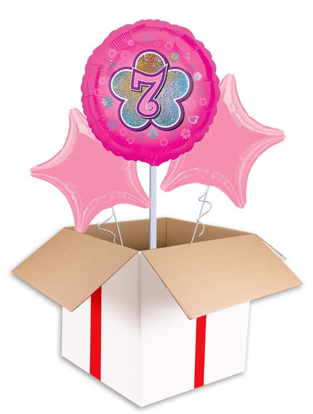 448x593 Pink Flowers 7th Birthday Balloon Delivered Inflated In Uk