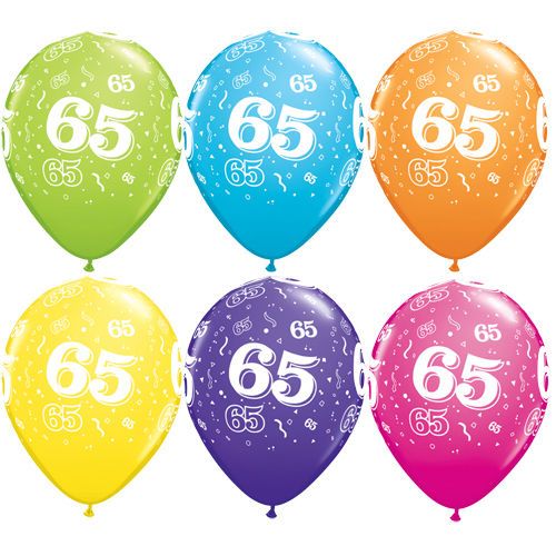 500x500 Mixed Colours 65th Birthday Balloons