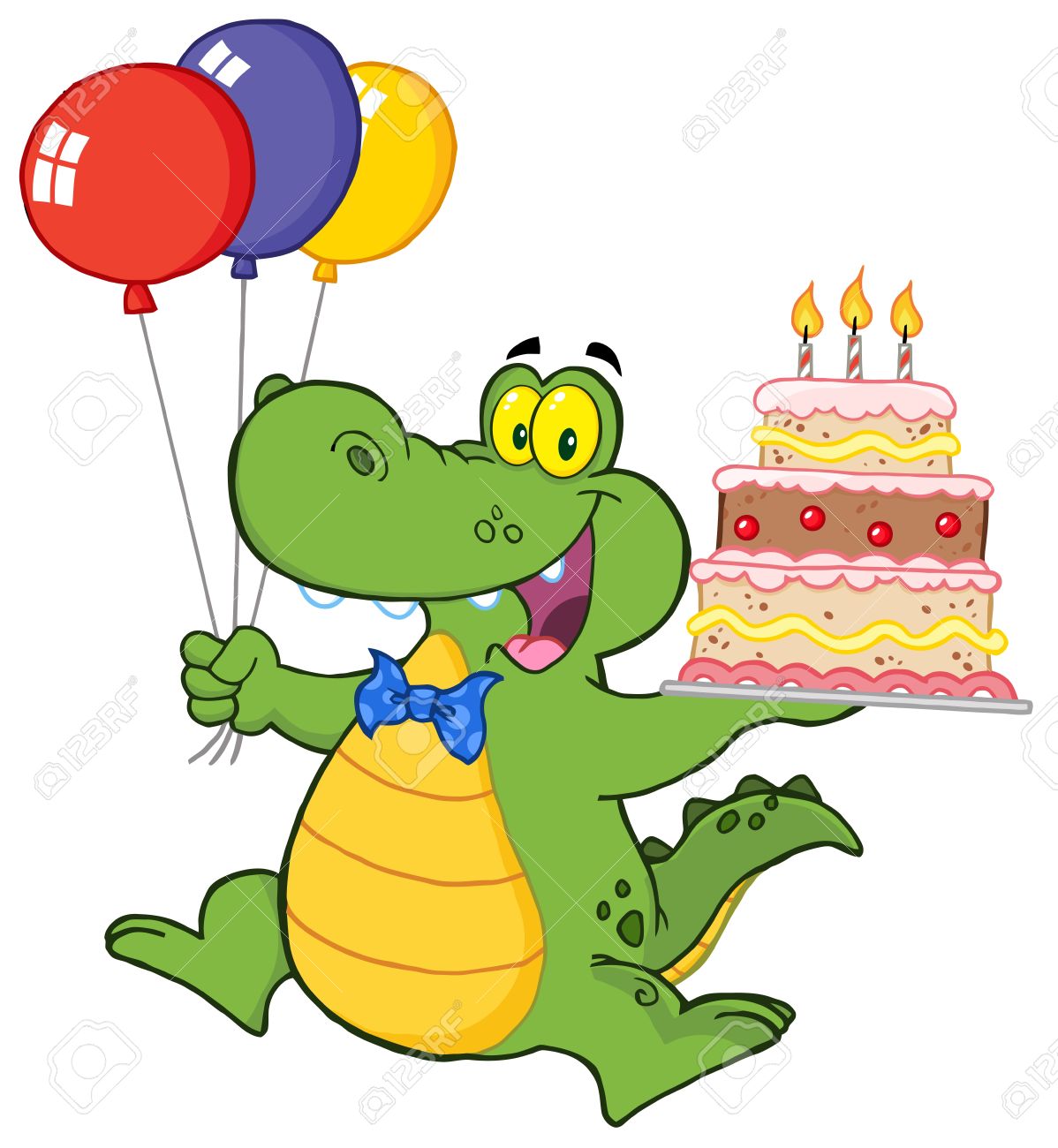 1198x1300 Birthday Alligator With Balloons And Cake Royalty Free Cliparts