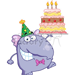 300x300 Royalty Free Cartoon Elephant Birthday Cake 384278 Vector Clip Art