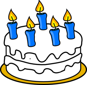 298x291 Birthday Cake With Blue Lit Candles Clip Art
