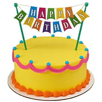 355x355 Happy Birthday Banner Cake Topper Decoration Kitchen