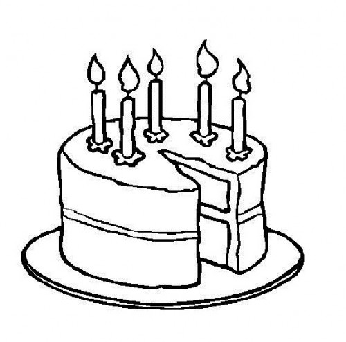 500x494 Black And White Clipart Birthday Cake