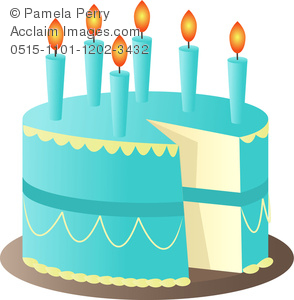 294x300 Art Illustration Of A Birthday Cake With Fat Candles On Top