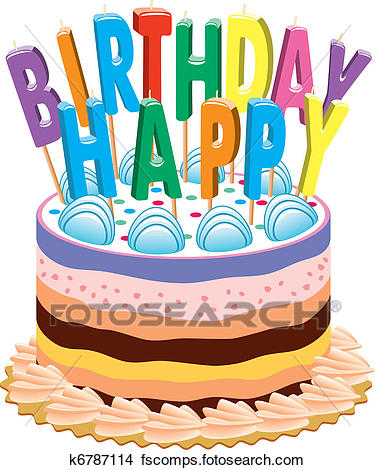 375x470 Clipart Of Birthday Cake With Candles K6787114