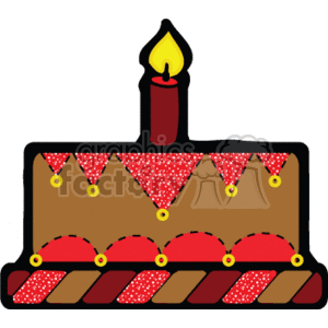 300x300 Royalty Free Cartoon Cake With One Candle 142700 Vector Clip Art