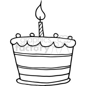 300x300 Royalty Free Black And White Birthday Cake One Candle 379434