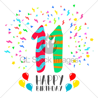 325x325 Happy Birthday Card For 3 Year Kid Fun Party Art Gl Stock Images