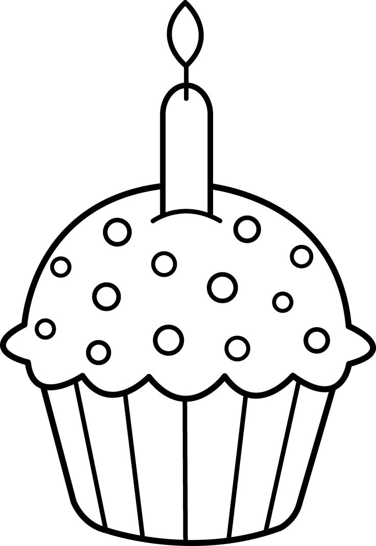 736x1070 Birthday Cupcake Coloring Pages With Candle