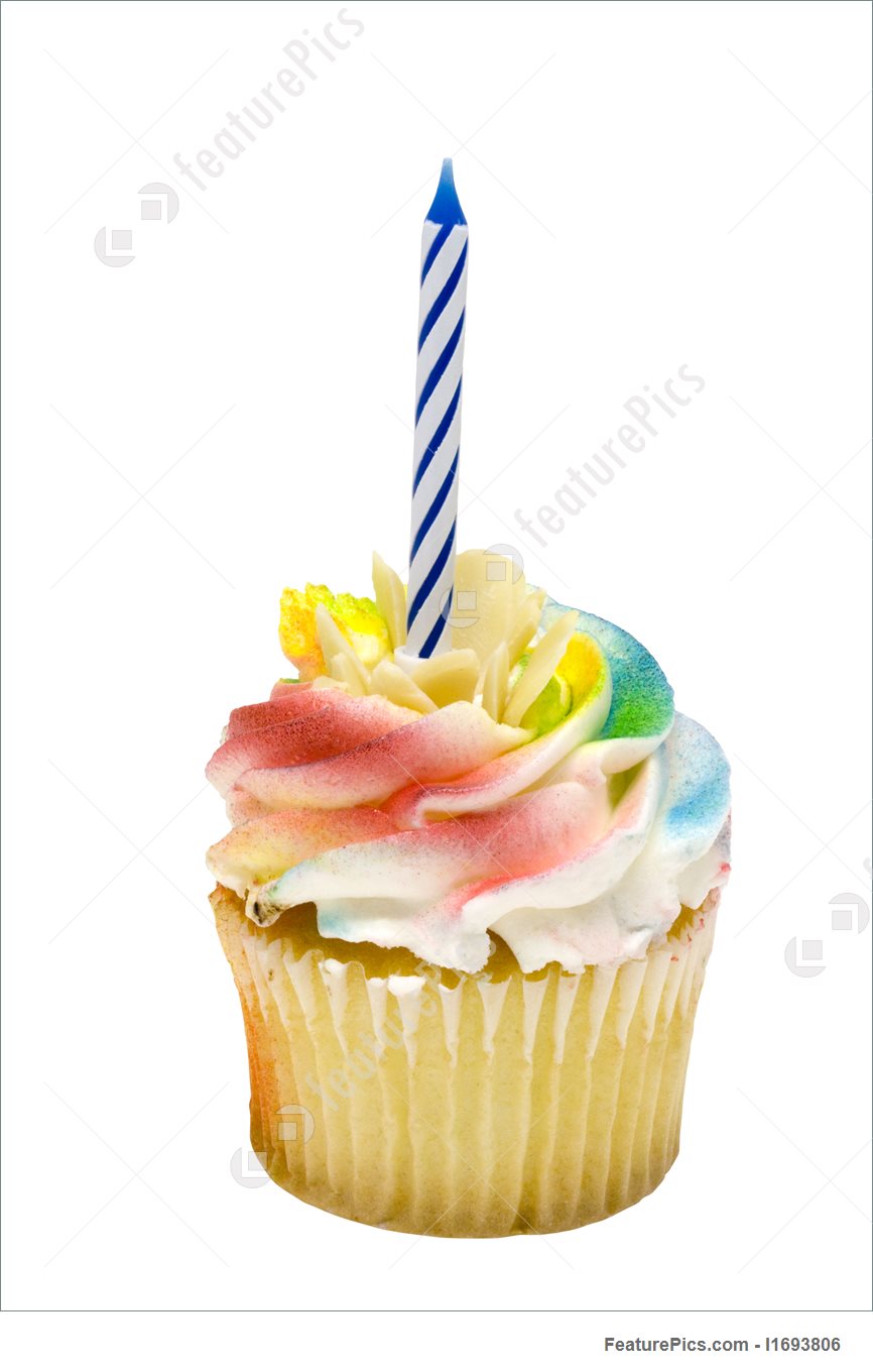 866x1360 Colorful Birthday Cupcake On White Photo
