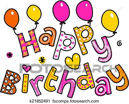 450x364 Clipart Of Happy Birthday Cartoon Text Clipart K21852491